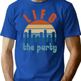 Accounting Pun Lifo The Party T-Shirt - Retro Graphic Tee for Men & Women - Blue