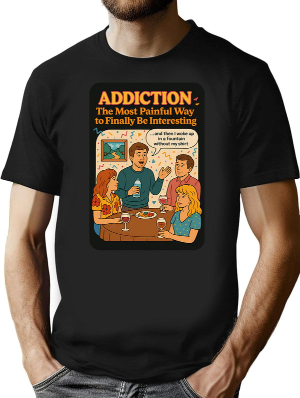 Addiction The Most Painful Way To Become Interesting T-Shirt - Black