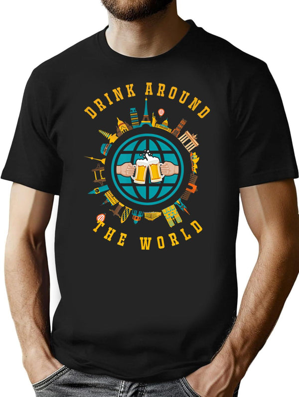 Adult Vacation Drinking T-Shirt - Retro Graphic Tee for Men & Women - Black