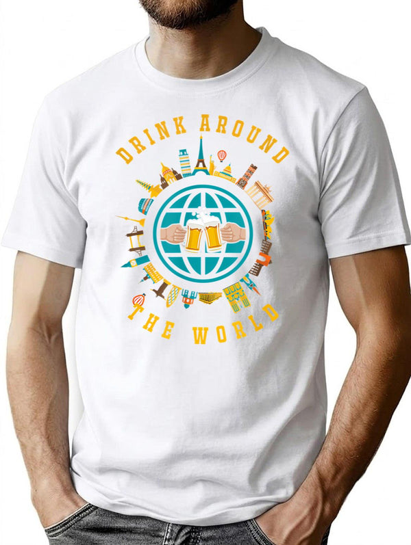 Adult Vacation Drinking T-Shirt - Retro Graphic Tee for Men & Women - White