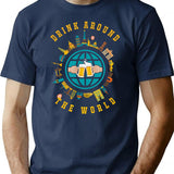 Adult Vacation Drinking T-Shirt - Retro Graphic Tee for Men & Women - Navy