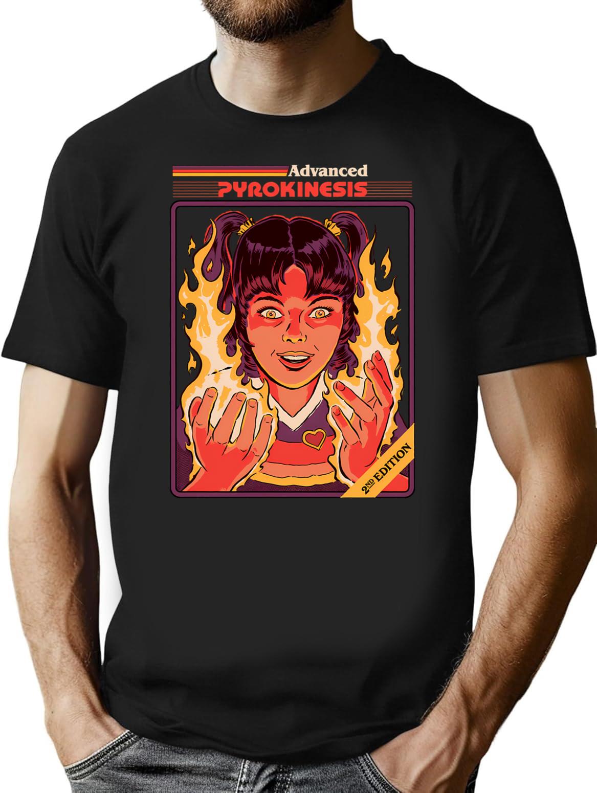 Advanced Pyrokinesis T-Shirt - Retro Graphic Tee for Men & Women - Black