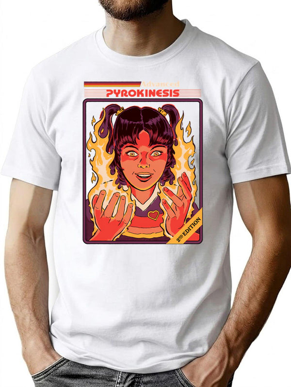 Advanced Pyrokinesis T-Shirt - Retro Graphic Tee for Men & Women - White