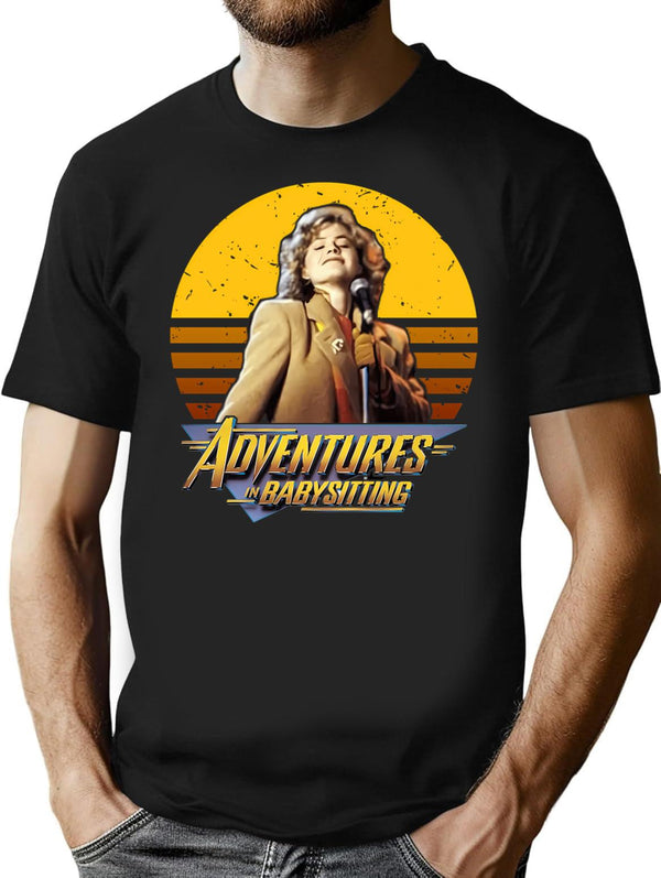 Adventures In Babysitting Vintage T-Shirt - Retro Graphic Casual Tee - Black