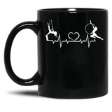 Aerial Hoop And Aerial Silks Heartbeat Aerial Silks Circus Funny Lyra Black Coffee Mug, Gift Coffee Mug