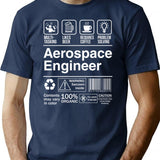 Aerospace Engineer Product Label Funny T-Shirt - Sarcastic Humor Graphic Tee - Navy