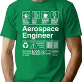 Aerospace Engineer Product Label Funny T-Shirt - Sarcastic Humor Graphic Tee - Green
