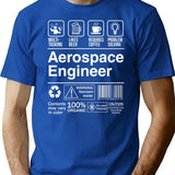 Aerospace Engineer Product Label Funny T-Shirt - Sarcastic Humor Graphic Tee - Blue