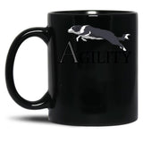 Agility - Jumping Border Collie Black Coffee Mug, Gift Coffee Mug