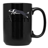 Agility - Jumping Border Collie Black Coffee Mug, Gift Coffee Mug - Black