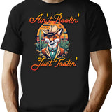 Aint Rootin Just Tootin Fox Cowboy Funny T-Shirt - Black