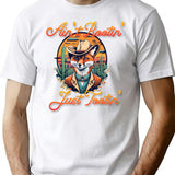 Aint Rootin Just Tootin Fox Cowboy Funny T-Shirt - White