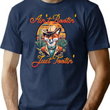 Aint Rootin Just Tootin Fox Cowboy Funny T-Shirt - Navy