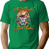 Aint Rootin Just Tootin Fox Cowboy Funny T-Shirt - Green