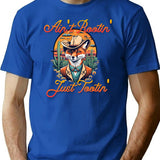 Aint Rootin Just Tootin Fox Cowboy Funny T-Shirt - Blue