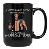 Airedale Terrier And Wine Funny Dog Black Coffee Mug, Gift Coffee Mug - Black