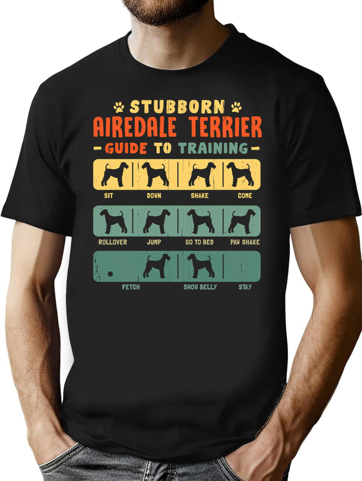 Airedale Terrier Funny Guide To Traning T-Shirt - Black
