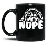 Alaskan Malamute Nope Dog Saying Black Coffee Mug, Gift Coffee Mug