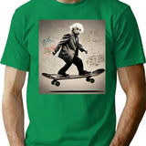 Albert Einstein Riding A Skateboard With Equations As Graffiti T-Shirt - Green