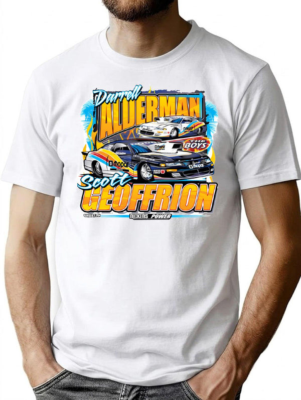 Alderman And Geoffrion. T-Shirt - Retro Graphic Tee for Men & Women - White
