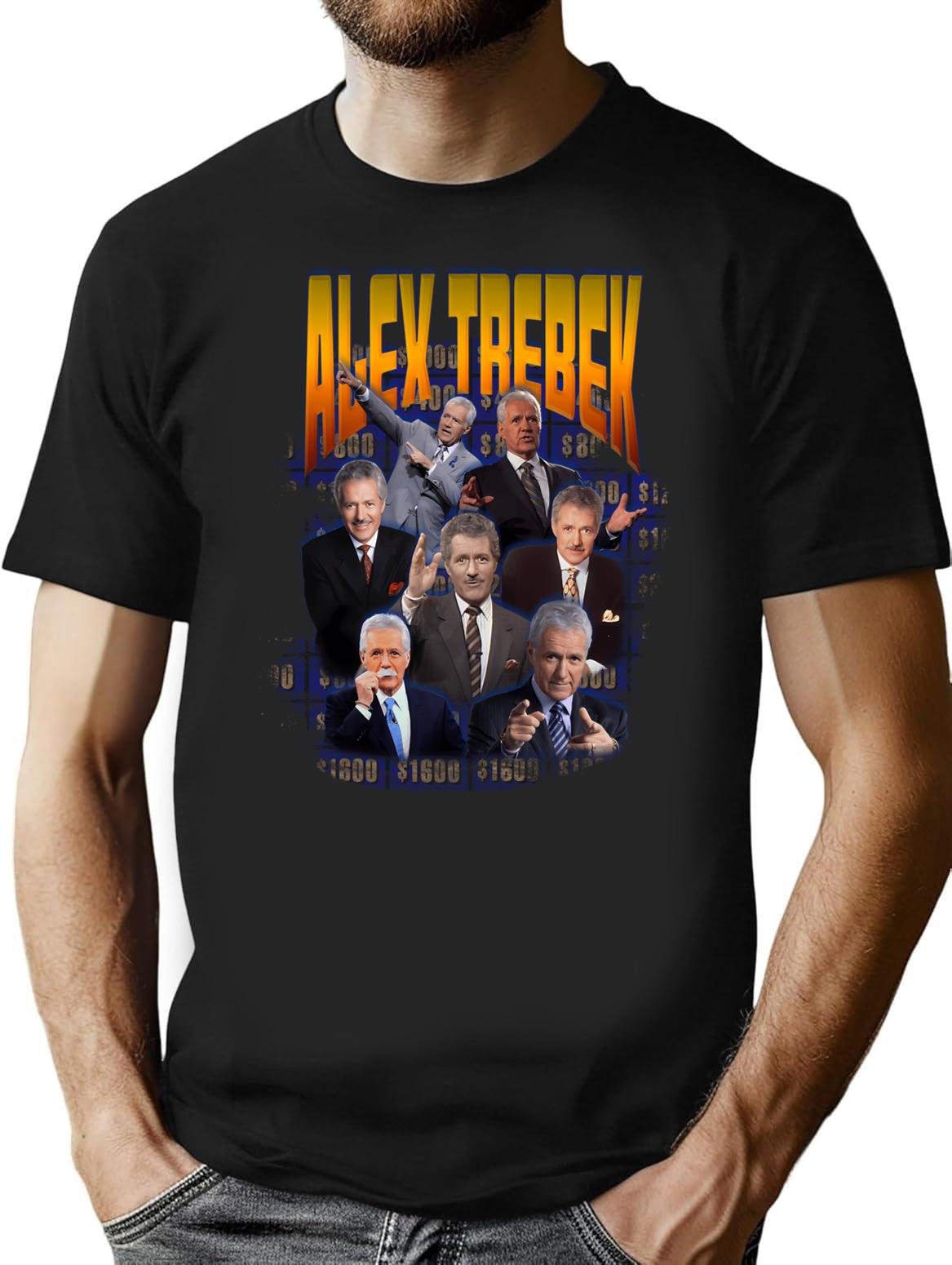 Alex Trebek T-Shirt - Retro Graphic Tee for Men & Women - Black