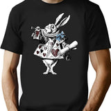 Alice In Wonderland White Rabbit T-Shirt - Retro Graphic Tee for Men & Women - Black