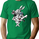 Alice In Wonderland White Rabbit T-Shirt - Retro Graphic Tee for Men & Women - Green