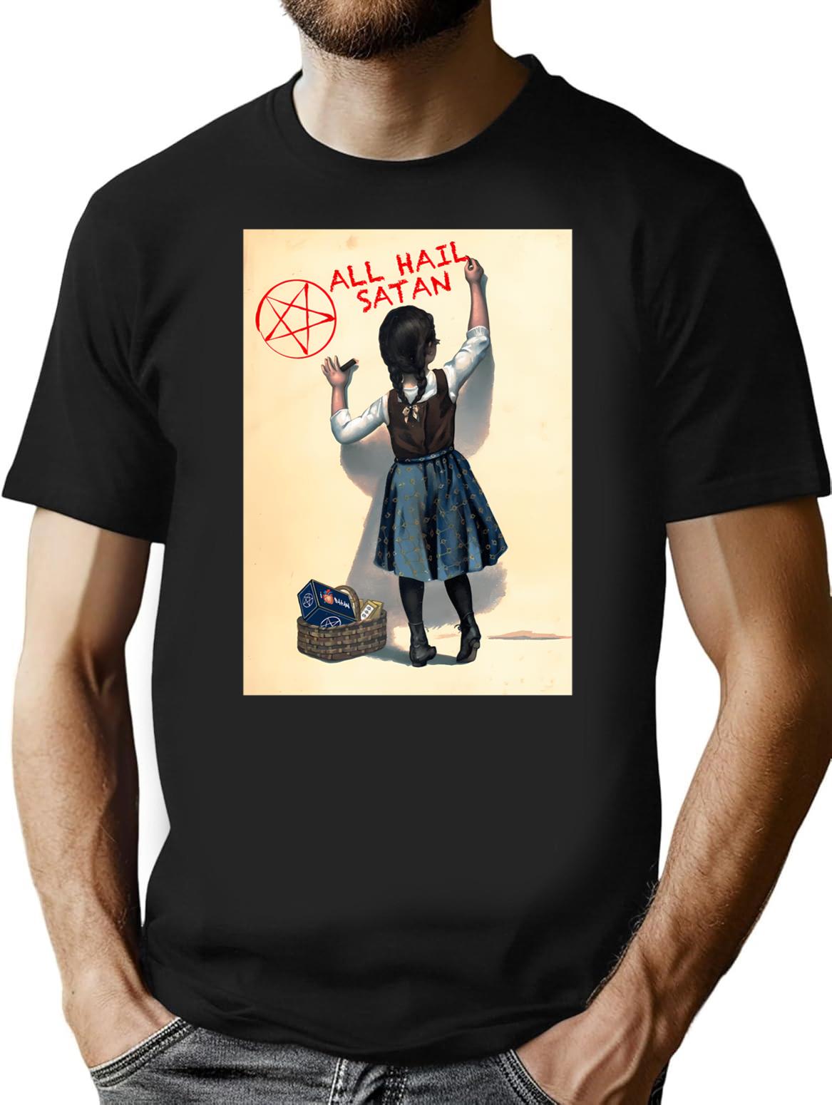 All Hail Satan T-Shirt - Retro Graphic Tee for Men & Women - Black