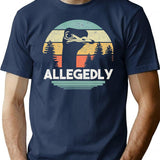 Allegedly Ostrich Funny Bird Lover T-Shirt - Sarcastic Humor Graphic Tee - Navy