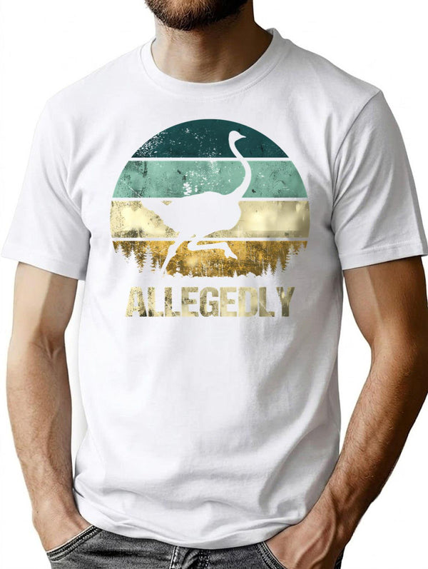 Allegedly Ostrich T-Shirt - Retro Graphic Tee for Men & Women - White