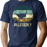Allegedly Ostrich T-Shirt - Retro Graphic Tee for Men & Women - Navy