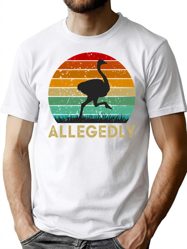 Allegedly T-Shirt - Retro Graphic Tee for Men & Women - White