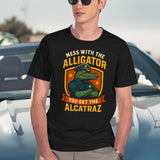Alligator Alcatraz Funny Police Gator Parody Alcatraz Pun Black T-Shirt - Black