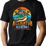 Alligator Alcatraz Funny Prison Escape Black T-Shirt