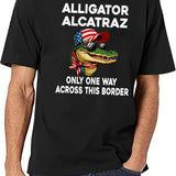 Alligator Alcatraz Only One Way Across This Border Funny Sarcastic Meme Black T-Shirt