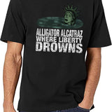 Alligator Alcatraz Where Liberty Drowns (1) Black T-Shirt