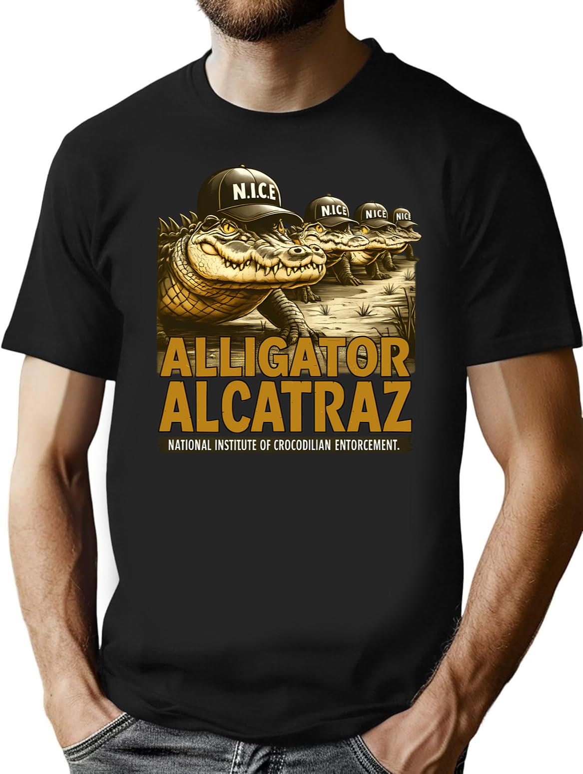 Alligator Alcatraz (9) Black T-Shirt - Black
