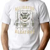 Alligator Alcatraz T-Shirt - Retro Graphic Tee for Men & Women - White