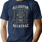Alligator Alcatraz T-Shirt - Retro Graphic Tee for Men & Women - Navy