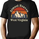 Almost Heaven West Virginia Mountains Wv Home Retro Sunset T-Shirt - Black