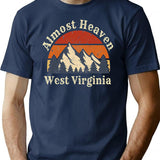Almost Heaven West Virginia Mountains Wv Home Retro Sunset T-Shirt - Navy