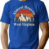 Almost Heaven West Virginia Mountains Wv Home Retro Sunset T-Shirt - Blue