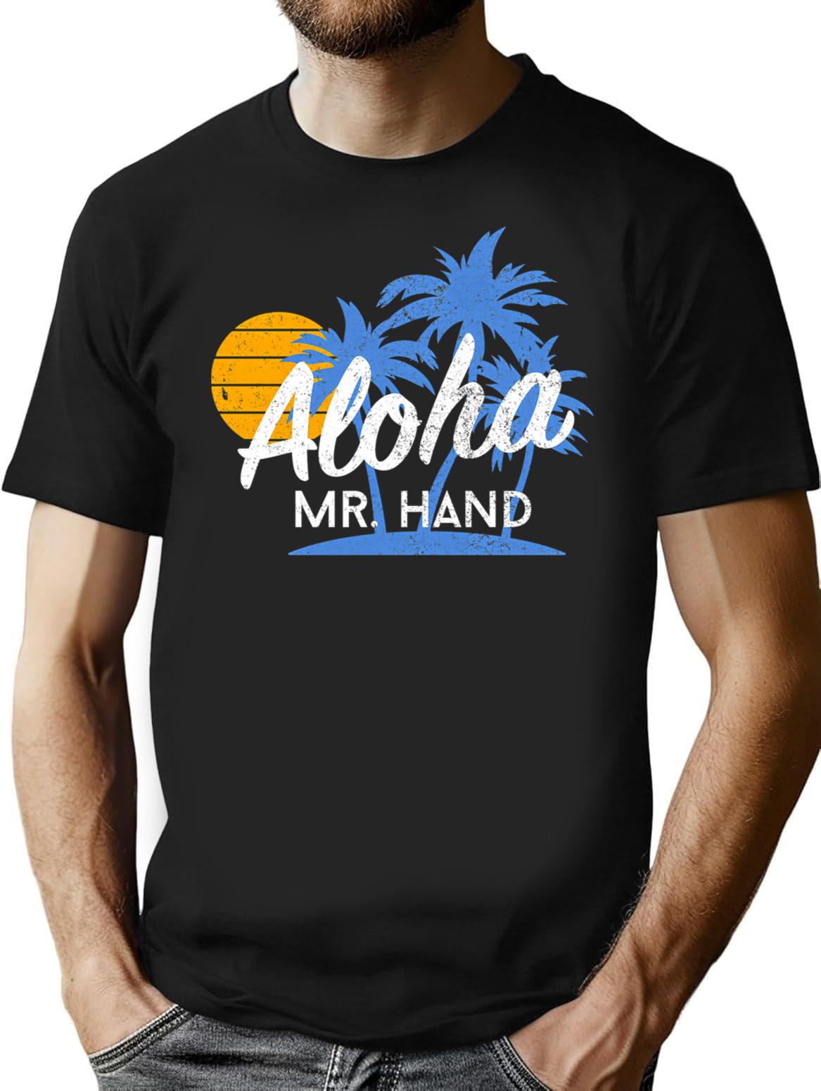 Aloha Mr. Hand T-Shirt - Retro Graphic Tee for Men & Women - Black