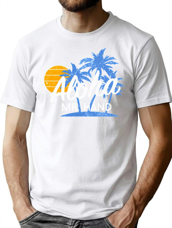 Aloha Mr. Hand T-Shirt - Retro Graphic Tee for Men & Women - White