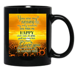 Alpaca You Are My Sunshine Yellow Sunflower Field Black Coffee Mug - Black