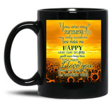 Alpaca You Are My Sunshine Yellow Sunflower Field Black Coffee Mug