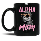 Alpha Mom Funny Dinosaur Mother Saurian Style Black Coffee Mug, Gift Coffee Mug