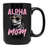 Alpha Mom Funny Dinosaur Mother Saurian Style Black Coffee Mug, Gift Coffee Mug - Black