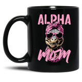 Alpha Mom Funny Iconic Dinosaur Mother Black Coffee Mug, Gift Coffee Mug