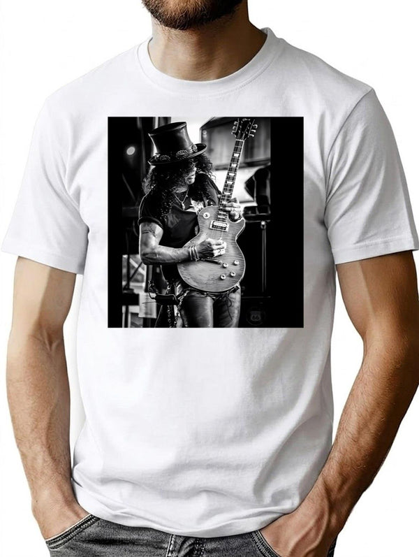 Amazing Guitarist 80s T-Shirt - Retro Graphic Tee for Men & Women - White